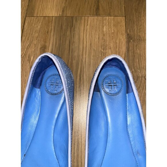 Tory Burch Blue Leather Sole Quilted Chelsea Ballet Loafers Flats Women's 7.5 - Picture 4 of 6